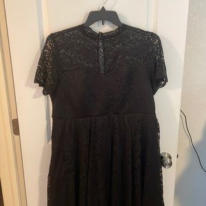 Black lace illusion midi dress